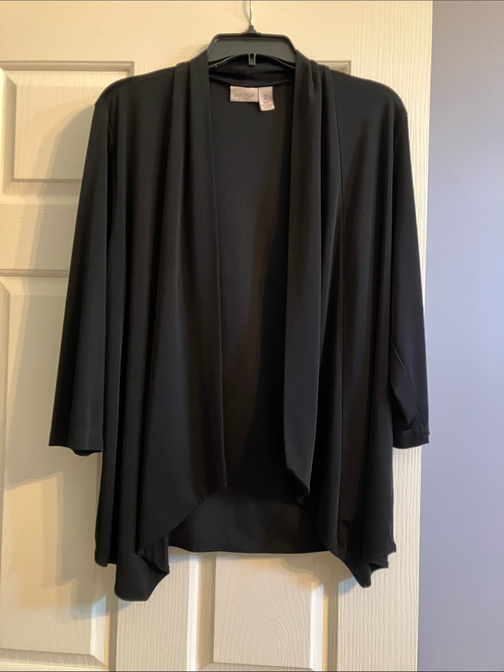 Chico's Black Draped Open-Front Cardigan